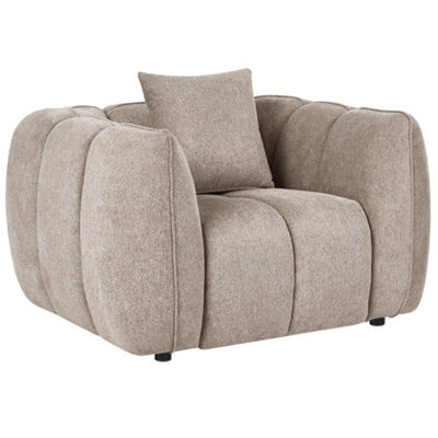 Beliani Scandinavian Armchair Ness Fabric Taupe - image 1