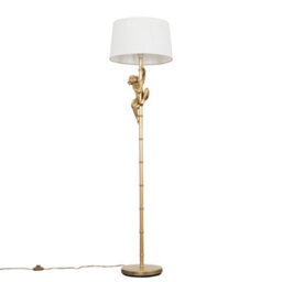Valuelights Monkey Animal Quirky Modern Gold Floor Lamp With White Shade