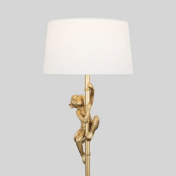 Valuelights Monkey Animal Quirky Modern Gold Floor Lamp With White Shade - thumbnail 3