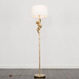 Valuelights Monkey Animal Quirky Modern Gold Floor Lamp With White Shade - thumbnail 2