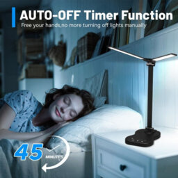 Amorly Dual Swing Arm Dimmable Desk Lamp, 5 Color Modes Usb Charging Led Lamp, Black Adjustable Lighting For Home Office & Dorm - thumbnail 4