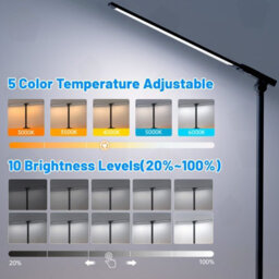 Amorly Dual Swing Arm Dimmable Desk Lamp, 5 Color Modes Usb Charging Led Lamp, Black Adjustable Lighting For Home Office & Dorm - thumbnail 2
