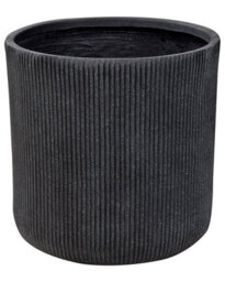 Beliani Graphite Grey Fibre Clay Planter 45 X 45 X 45 Cm Uv-Resistant Ribbed - thumbnail 1
