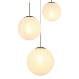 Luminosa Lighting Luminosa Kop Cluster Pendant Ceiling Light Nickel Matt Balls Opal Alabaster Optic Glass Shade 3X E27 - thumbnail 3