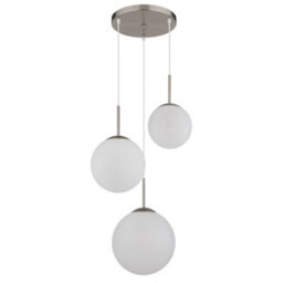 Luminosa Lighting Luminosa Kop Cluster Pendant Ceiling Light Nickel Matt Balls Opal Alabaster Optic Glass Shade 3X E27 - thumbnail 2