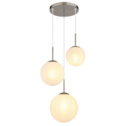 Luminosa Lighting Luminosa Kop Cluster Pendant Ceiling Light Nickel Matt Balls Opal Alabaster Optic Glass Shade 3X E27 - thumbnail 1