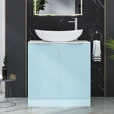 Royal Bathrooms Evora 800mm Powder Blue Fluted Floor Standing Countertop Vanity Unit 2 Door With Cesar Basin - image 1