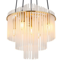 Luminosa Lighting Luminosa Gorley Pendant Ceiling Light Gold Colours Matt Opal Glass Shade 5X E14 - thumbnail 3