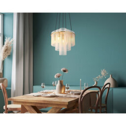Luminosa Lighting Luminosa Gorley Pendant Ceiling Light Gold Colours Matt Opal Glass Shade 5X E14 - thumbnail 5