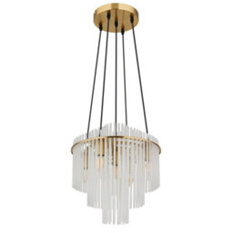 Luminosa Lighting Luminosa Gorley Pendant Ceiling Light Gold Colours Matt Opal Glass Shade 5X E14 - thumbnail 2