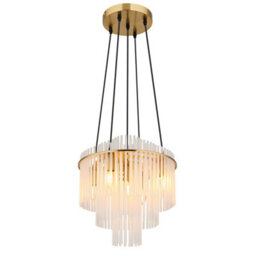 Luminosa Lighting Luminosa Gorley Pendant Ceiling Light Gold Colours Matt Opal Glass Shade 5X E14 - thumbnail 1