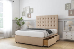 "Comfort Savannah Pebble Plush Divan Bed Set 2 Drawers Same Side - 54"" Floor Standing 4'6 Double" - thumbnail 2