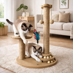 Cat Scratcher Activity Tower With Sisal Posts Indoor Cat Scratch And Play Centre Resting Platform Hanging Toys - thumbnail 5