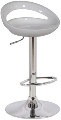 Lamboro Sorrento Swivel Bar Stool, Height Adjustable With Chrome Footrest And Back, White - image 1
