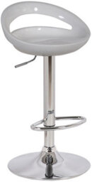 Lamboro Sorrento Swivel Bar Stool, Height Adjustable With Chrome Footrest And Back, White - thumbnail 1