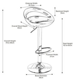 Lamboro Sorrento Swivel Bar Stool, Height Adjustable With Chrome Footrest And Back, White - thumbnail 4