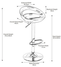 Lamboro Sorrento Swivel Bar Stool, Height Adjustable With Chrome Footrest And Back, White - thumbnail 9