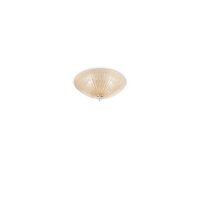 Ideal Lux Shell 4 Light Indoor Flush Wall / Ceiling Light Gold With Amber Glass, E27