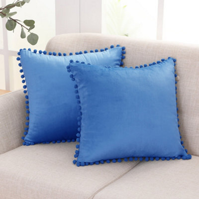 Deconovo Set Of 2 Velvet Cushion Covers For Bedroom 45 X 45 Cm Blue - image 1