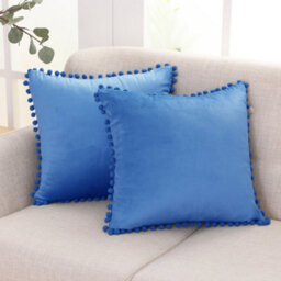 Deconovo Set Of 2 Velvet Cushion Covers For Bedroom 45 X 45 Cm Blue - thumbnail 1