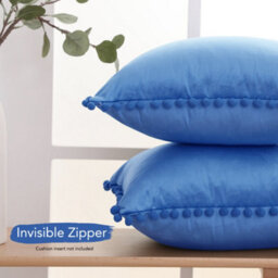 Deconovo Set Of 2 Velvet Cushion Covers For Bedroom 45 X 45 Cm Blue - thumbnail 5