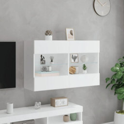 Berkfield Tv Wall Cabinet With Led Lights White 98.5X30X60.5 Cm - thumbnail 5