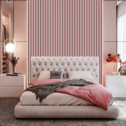 Jōbū Jobu Acoustic Wall Panels In Petal Pink With Black Backing 240Cm X 60Cm - thumbnail 3