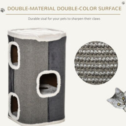 Pawhut Cat Barrel Kitten Tree Tower Sisal Scratching Furniture Climbing Frame - thumbnail 5