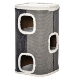 Pawhut Cat Barrel Kitten Tree Tower Sisal Scratching Furniture Climbing Frame - thumbnail 2