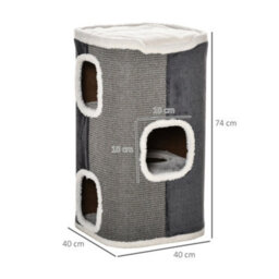 Pawhut Cat Barrel Kitten Tree Tower Sisal Scratching Furniture Climbing Frame - thumbnail 3