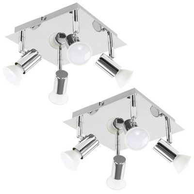 Valuelights Pair Of Modern Square Chrome 4 Way Gu10 Ceiling Spotlights - image 1