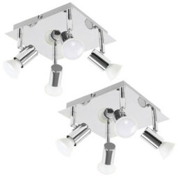 Valuelights Pair Of Modern Square Chrome 4 Way Gu10 Ceiling Spotlights