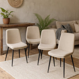 Wyld Haus Mosslight Beige Upholstered Dining Chairs Set Of 4 With Slim Black Metal Legs - thumbnail 1