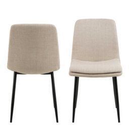 Wyld Haus Mosslight Beige Upholstered Dining Chairs Set Of 4 With Slim Black Metal Legs - thumbnail 3