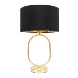 Valuelights Antonia Black With Gold Inner Drum Shade Brushed Gold Oval Table Lamp With Bulb - thumbnail 2