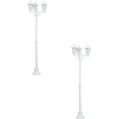 Set Of 2 Ip44 Outdoor White Aluminium Lanterns With 3 Arms For Garden Pathway Lighting - image 1