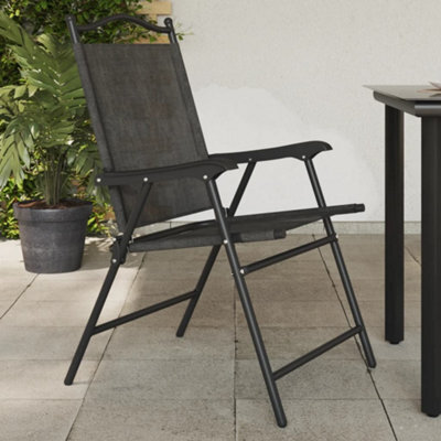 Berkfield Folding Garden Chairs 4 Pcs Melange Grey Steel And Textilene - image 1