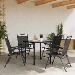 Berkfield Folding Garden Chairs 4 Pcs Melange Grey Steel And Textilene - thumbnail 3