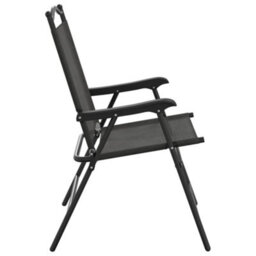 Berkfield Folding Garden Chairs 4 Pcs Melange Grey Steel And Textilene - thumbnail 6