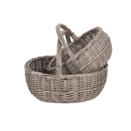Red Hamper C107-108 Wicker Set Of 2 Unlined Antique Wash Bathroom Shopping Basket - thumbnail 3