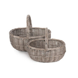 Red Hamper C107-108 Wicker Set Of 2 Unlined Antique Wash Bathroom Shopping Basket - thumbnail 2