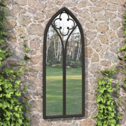 Berkfield Garden Mirror Black 100X45 Cm Iron For Outdoor Use - thumbnail 1