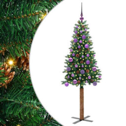Vidaxl Slim Christmas Tree Green 150 Cm Pvc And Solid Pine Wood - thumbnail 2