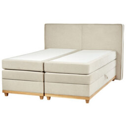 Beliani Divan Bed With Storage Fabric Dynasty 160 X 200 Cm (Eu King Size) Beige - thumbnail 5