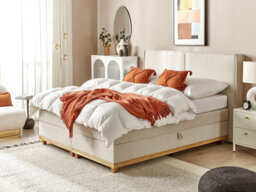 Beliani Divan Bed With Storage Fabric Dynasty 160 X 200 Cm (Eu King Size) Beige - thumbnail 2