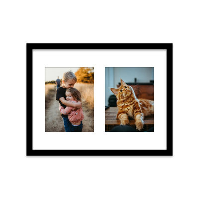 16X12 Inch 2 Opening Photo Collage Frame, Display Two 8X6 Inch Photos, Multi Aperture Family Picture Frame, Black - image 1