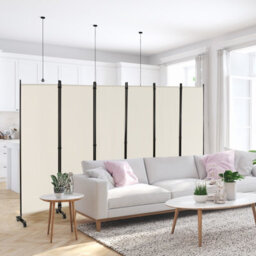 Costway 6-Panel Folding Room Divider 172Cm Rolling Privacy Screen W/ Lockable Wheels - thumbnail 3