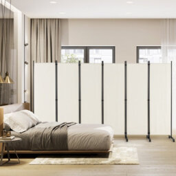 Costway 6-Panel Folding Room Divider 172Cm Rolling Privacy Screen W/ Lockable Wheels - thumbnail 5