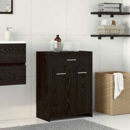 Berkfield Modern Black Oak Bathroom Cabinet 60X33X80 Cm Made Of Engineered Wood - thumbnail 2