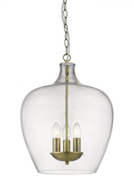 Luminosa Lighting Luminosa Nell 3 Light Antique Brass Dome Pendant Ceiling Light